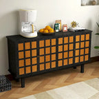 Meuble TV Grain de Bois Noir pour téléviseurs jusqu'à 65", 2 Meubles de Rangement