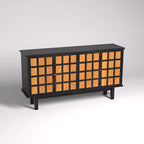 Meuble TV Grain de Bois Noir pour téléviseurs jusqu'à 65", 2 Meubles de Rangement