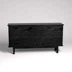 Meuble TV Grain de Bois Noir pour téléviseurs jusqu'à 65", 2 Meubles de Rangement
