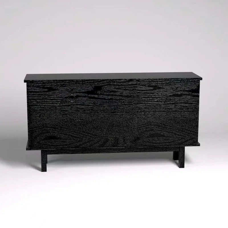 Meuble TV Grain de Bois Noir pour téléviseurs jusqu'à 65", 2 Meubles de Rangement