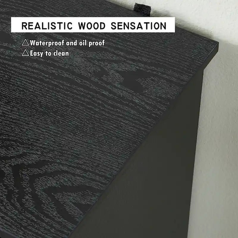 Meuble TV Grain de Bois Noir pour téléviseurs jusqu'à 65", 2 Meubles de Rangement