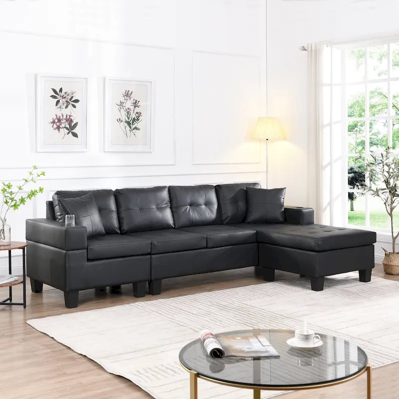 Canapé-lit futon convertible en similicuir gris/noir – 2 places