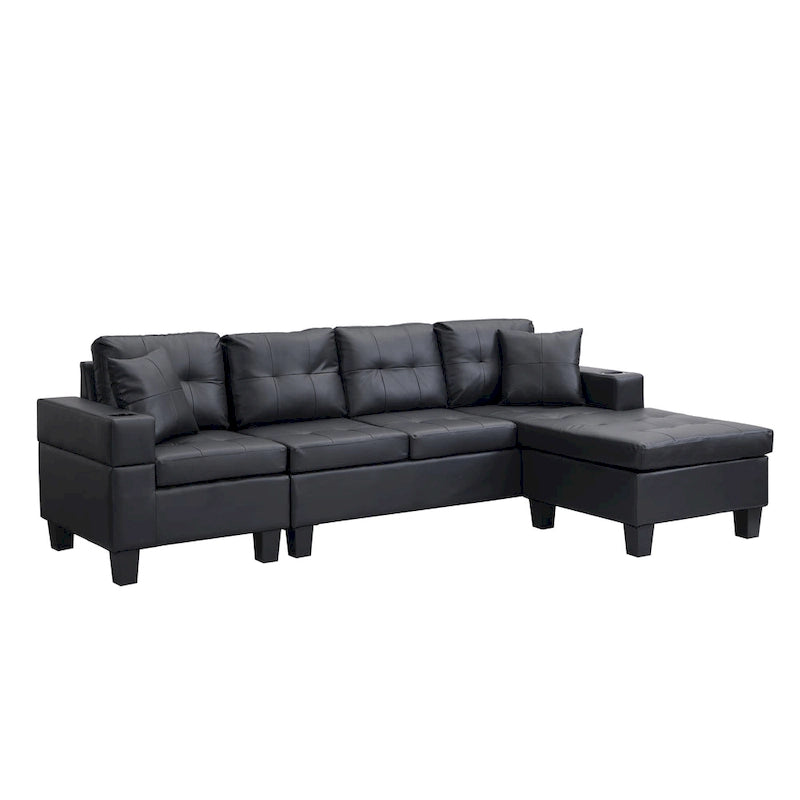 Canapé-lit futon convertible en similicuir gris/noir – 2 places