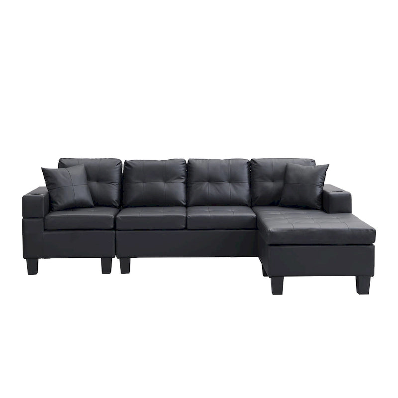 Canapé-lit futon convertible en similicuir gris/noir – 2 places