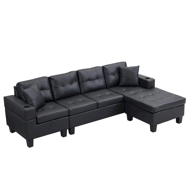 Canapé-lit futon convertible en similicuir gris/noir – 2 places