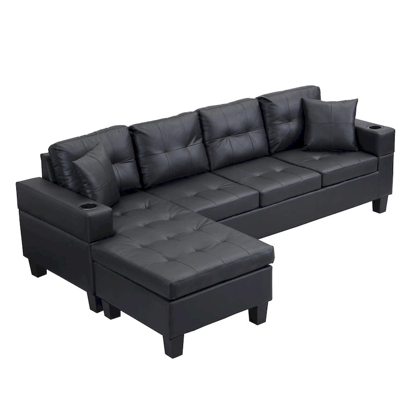 Canapé-lit futon convertible en similicuir gris/noir – 2 places