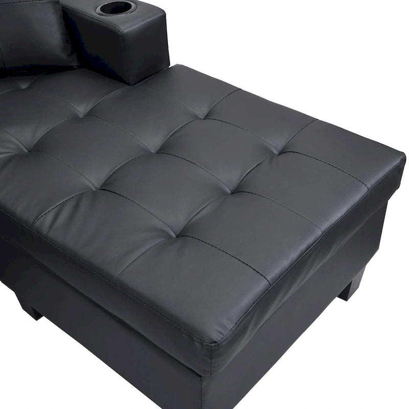 Canapé-lit futon convertible en similicuir gris/noir – 2 places