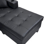 Canapé-lit futon convertible en similicuir gris/noir – 2 places
