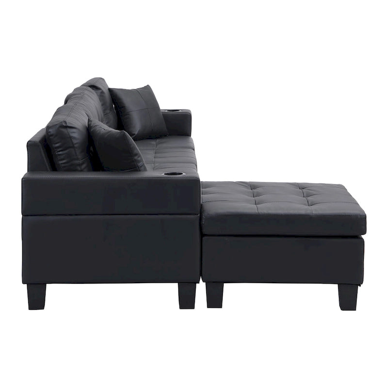 Canapé-lit futon convertible en similicuir gris/noir – 2 places