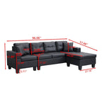 Canapé-lit futon convertible en similicuir gris/noir – 2 places