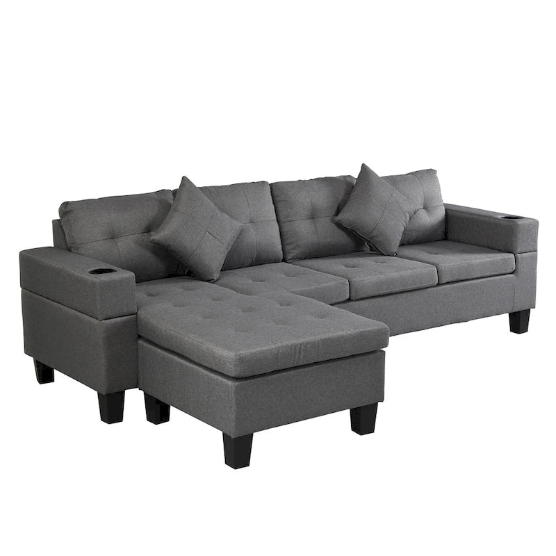 Canapé-lit futon convertible en similicuir gris/noir – 2 places