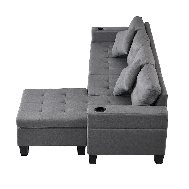 Canapé-lit futon convertible en similicuir gris/noir – 2 places