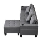 Canapé-lit futon convertible en similicuir gris/noir – 2 places