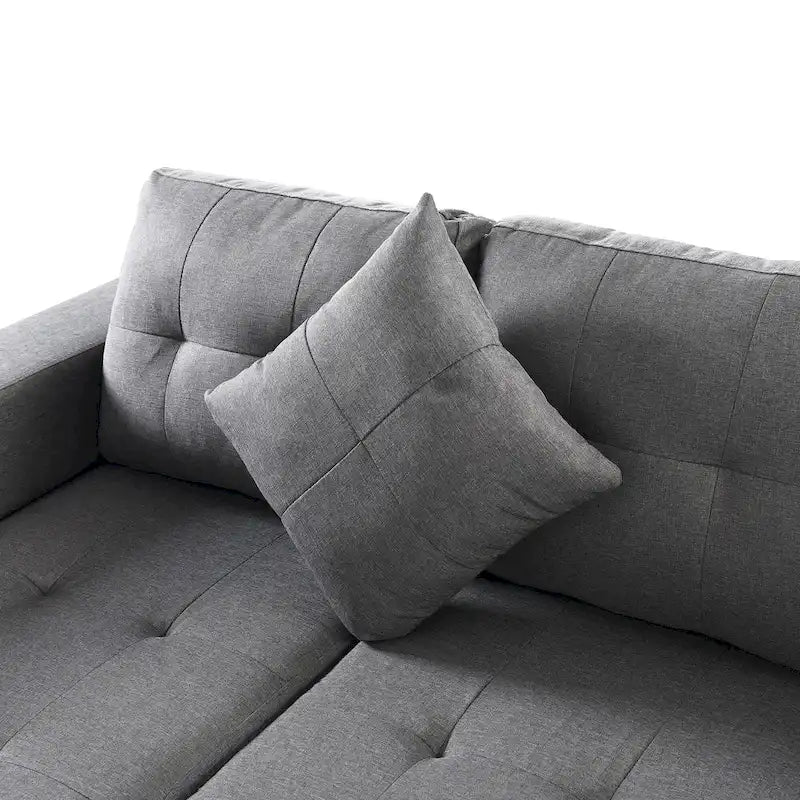 Canapé-lit futon convertible en similicuir gris/noir – 2 places