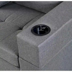 Canapé-lit futon convertible en similicuir gris/noir – 2 places
