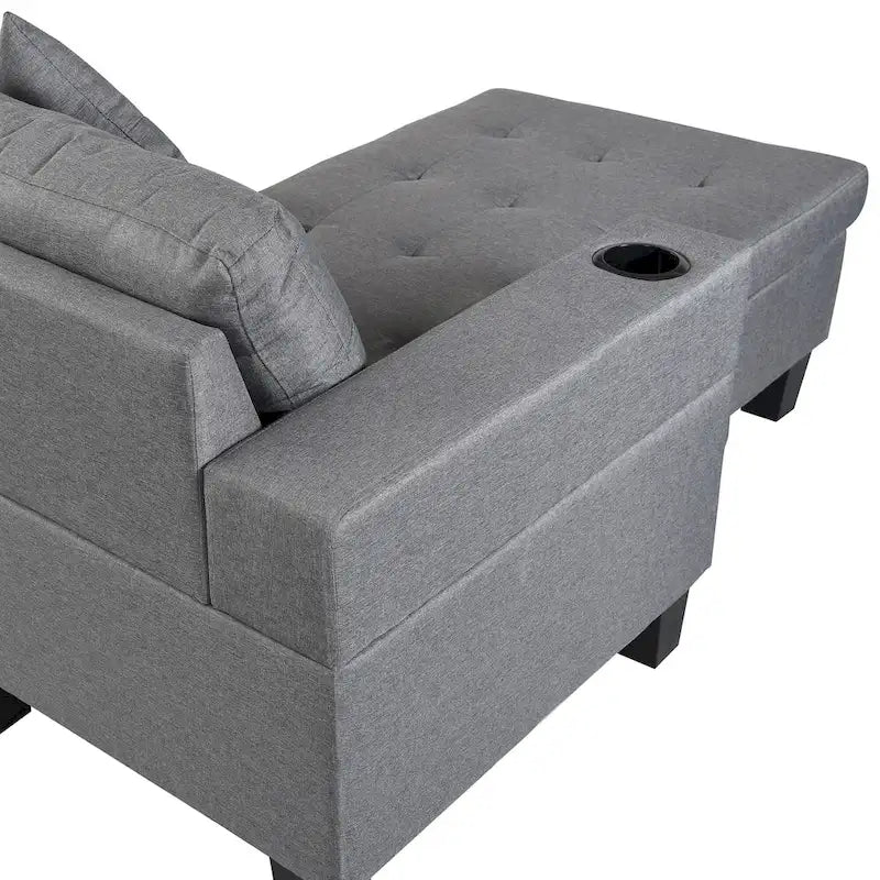 Canapé-lit futon convertible en similicuir gris/noir – 2 places