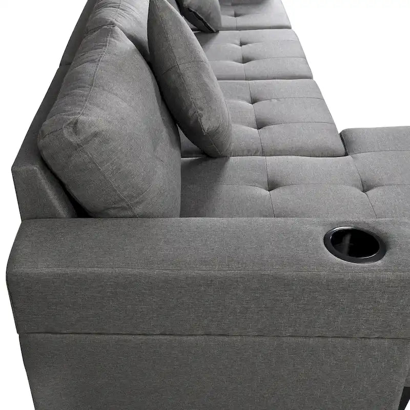 Canapé-lit futon convertible en similicuir gris/noir – 2 places