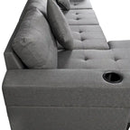Canapé-lit futon convertible en similicuir gris/noir – 2 places