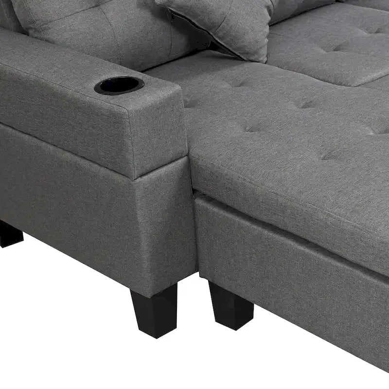 Canapé-lit futon convertible en similicuir gris/noir – 2 places