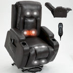 Fauteuil inclinable releveur avec massage et chauffage marron/noir – 1 place