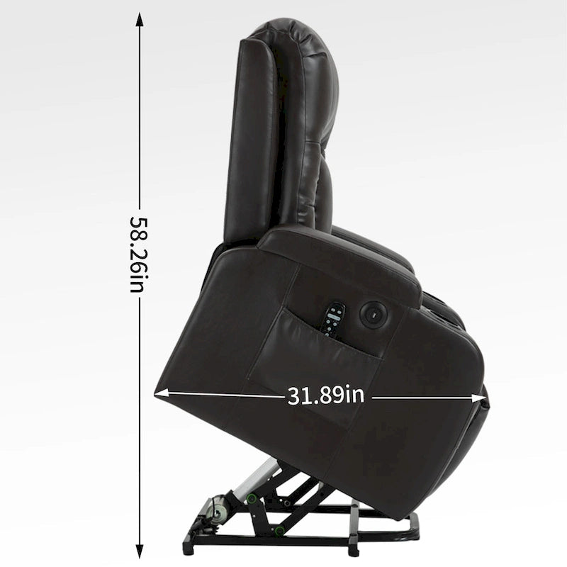 Fauteuil inclinable releveur avec massage et chauffage marron/noir – 1 place