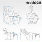 Fauteuil inclinable releveur avec massage et chauffage marron/noir – 1 place