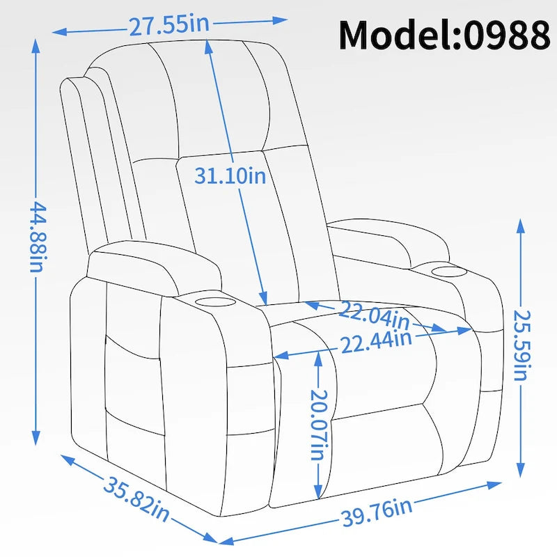 Fauteuil inclinable releveur avec massage et chauffage marron/noir – 1 place