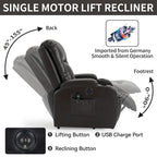 Fauteuil inclinable releveur avec massage et chauffage marron/noir – 1 place