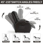 Fauteuil inclinable releveur avec massage et chauffage marron/noir – 1 place