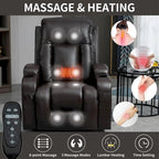 Fauteuil inclinable releveur avec massage et chauffage marron/noir – 1 place