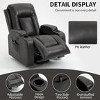 Fauteuil inclinable releveur avec massage et chauffage marron/noir – 1 place