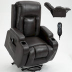 Fauteuil inclinable releveur avec massage et chauffage marron/noir – 1 place