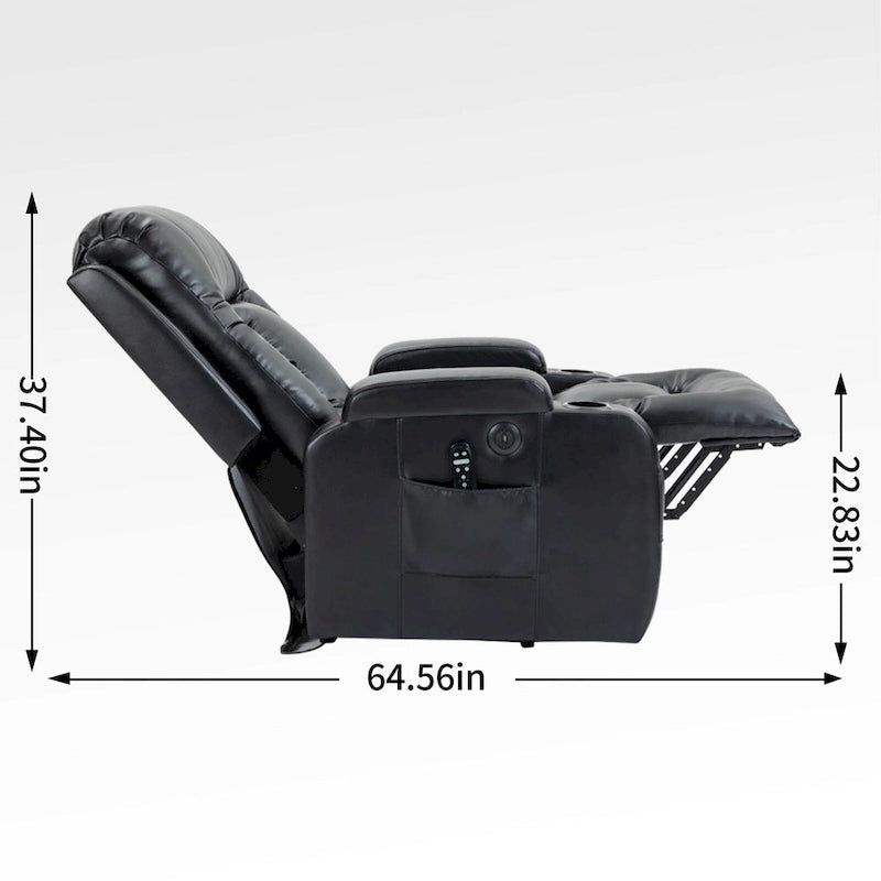 Fauteuil inclinable releveur avec massage et chauffage marron/noir – 1 place