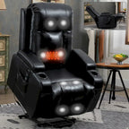 Fauteuil inclinable releveur avec massage et chauffage marron/noir – 1 place