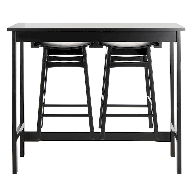 Ensemble de bistro 3 pièces avec étagère de rangement, espresso / chêne blanc / noir, 2 places