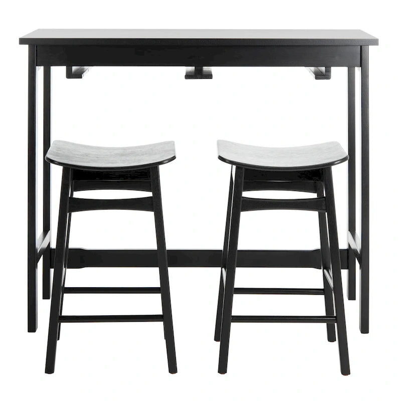 Ensemble de bistro 3 pièces avec étagère de rangement, espresso / chêne blanc / noir, 2 places