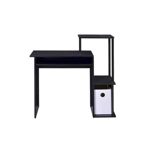 Bureau informatique rectangulaire noir avec tablette coulissante pour clavier, 1 personne, 94 cm