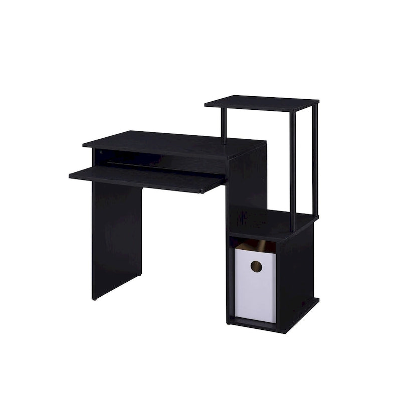 Bureau informatique rectangulaire noir avec tablette coulissante pour clavier, 1 personne, 94 cm