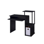 Bureau informatique rectangulaire noir avec tablette coulissante pour clavier, 1 personne, 94 cm