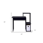 Bureau informatique rectangulaire noir avec tablette coulissante pour clavier, 1 personne, 94 cm