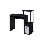 Bureau informatique rectangulaire noir avec tablette coulissante pour clavier, 1 personne, 94 cm
