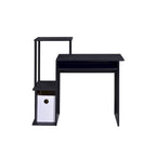 Bureau informatique rectangulaire noir avec tablette coulissante pour clavier, 1 personne, 94 cm