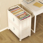 Armoire de rangement pliante multi-niveaux blanc crème avec roulettes
