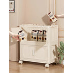 Armoire de rangement pliante multi-niveaux blanc crème avec roulettes
