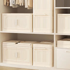 Armoire de rangement pliante multi-niveaux blanc crème avec roulettes