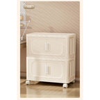 Armoire de rangement pliante multi-niveaux blanc crème avec roulettes