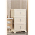 Armoire de rangement pliante multi-niveaux blanc crème avec roulettes