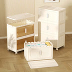 Armoire de rangement pliante multi-niveaux blanc crème avec roulettes