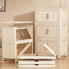 Armoire de rangement pliante multi-niveaux blanc crème avec roulettes