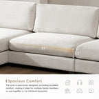 Canapé d'angle surdimensionné en velours côtelé beige/kaki, 3-4 places